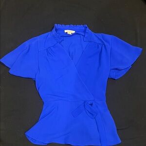 Monteau Royal Blue Ruffle Sleeve Blouse